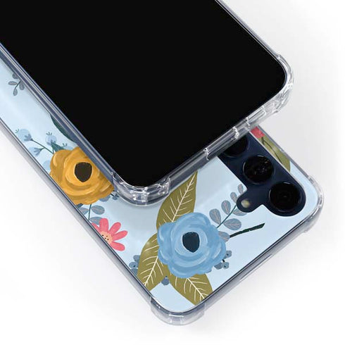 Blue Fall Flowers Galaxy A35 5G Clear Case